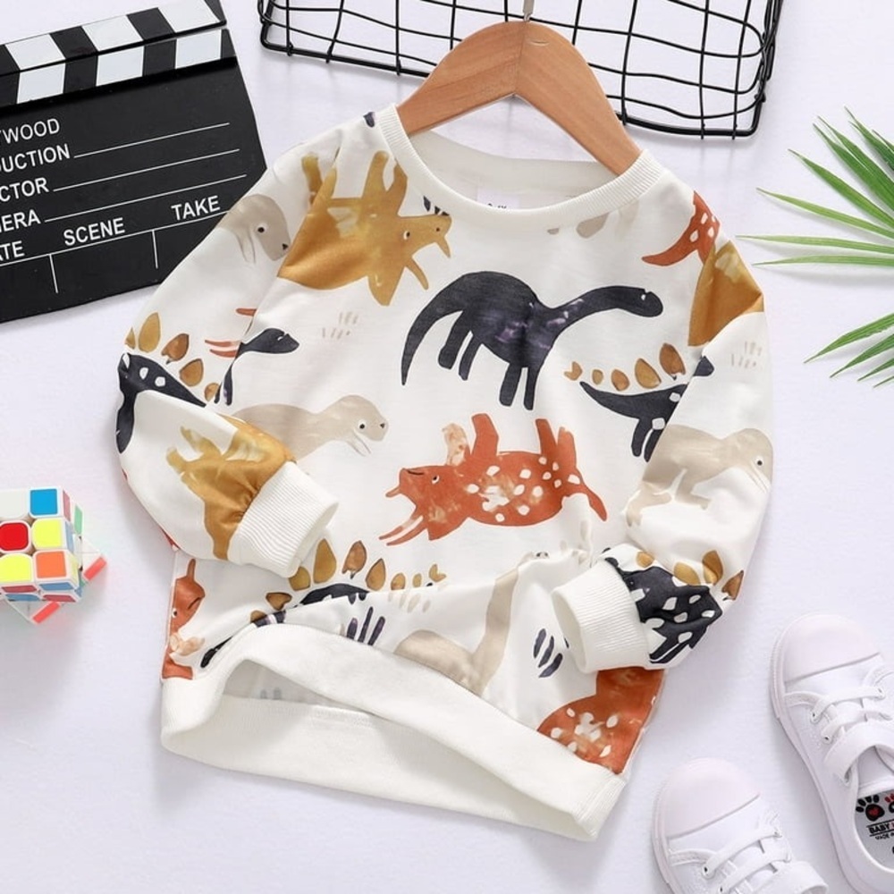 Dinosaur Print Kids Sweatshirt - Multicolor